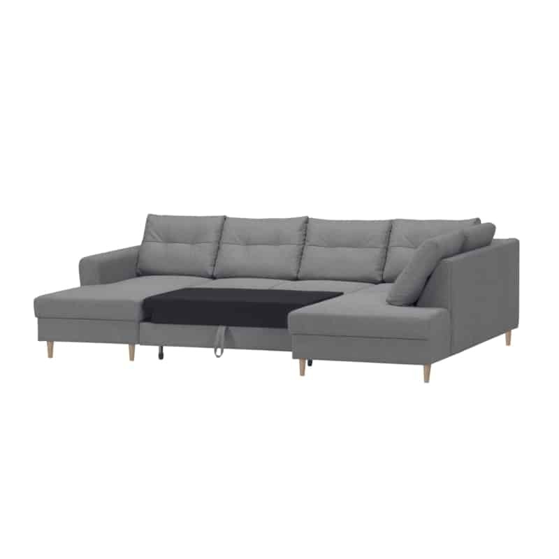 Convertible corner sofa 5 seats fabric Right Angle OKTAV Light grey - image 55088