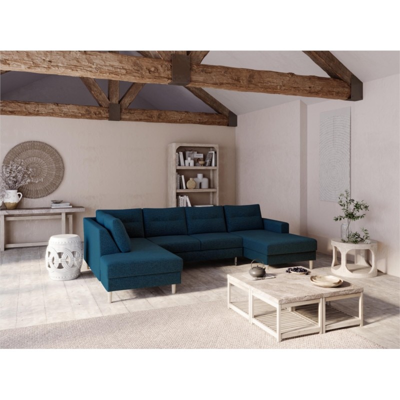 Convertible corner sofa 5 places fabric Left Corner OKTAV Oil Blue - image 55097
