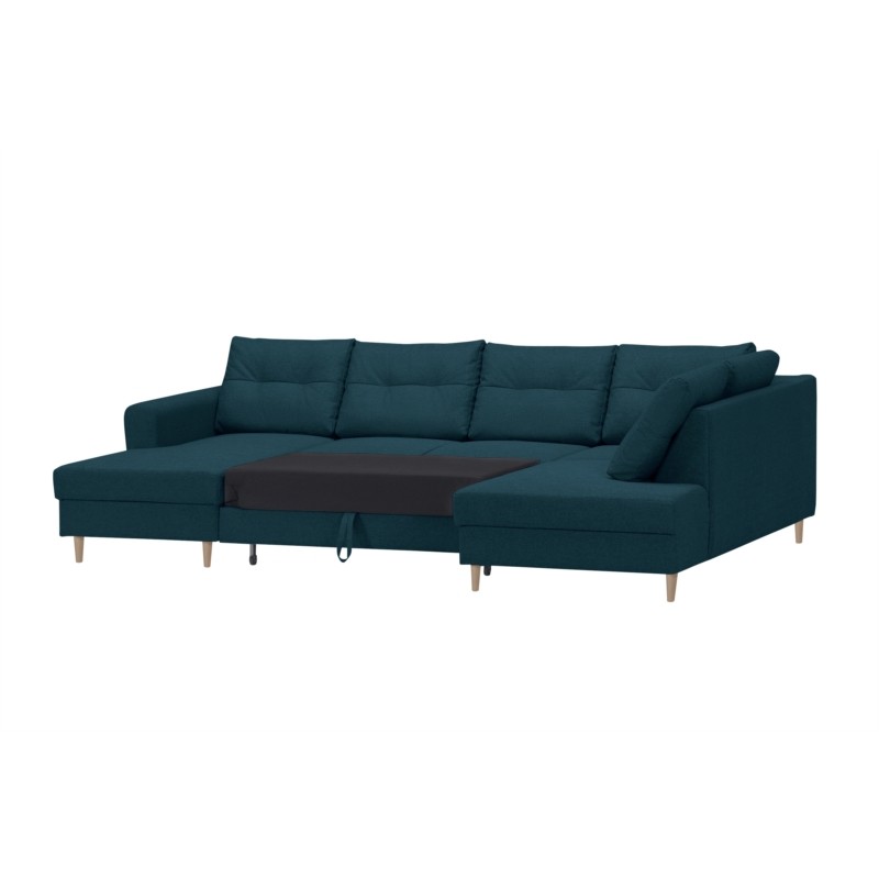 Convertible corner sofa 5 seats fabric Right Angle OKTAV Oil Blue - image 55106