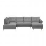 Convertible corner sofa 5 places fabric Left Angle OKTAV Light grey