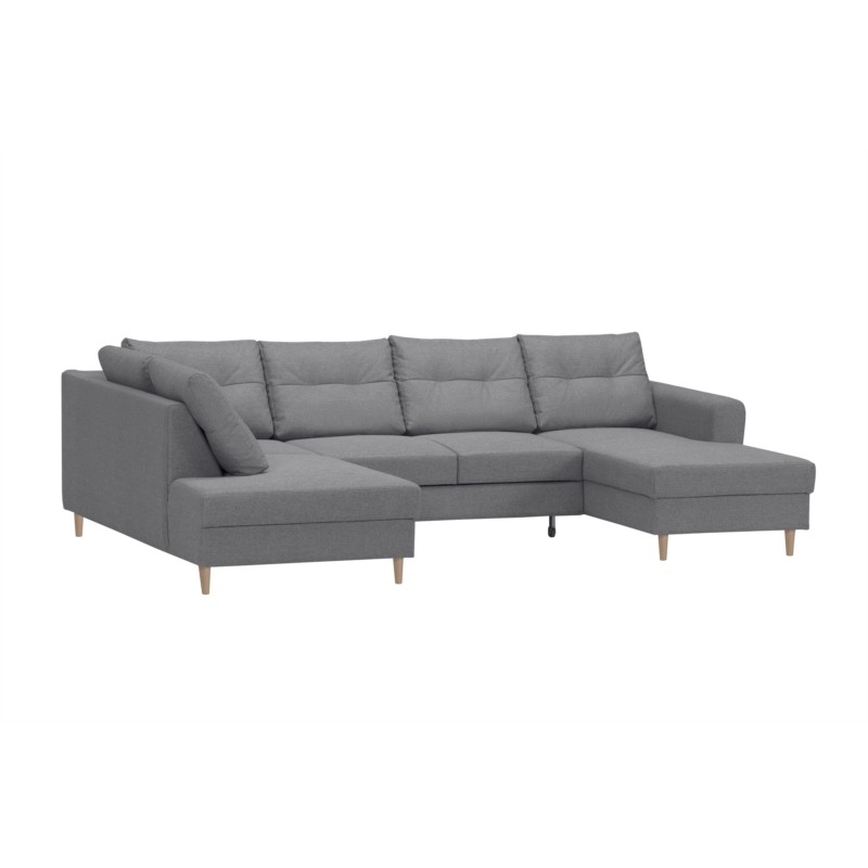 Convertible corner sofa 5 places fabric Left Angle OKTAV Light grey - image 55122