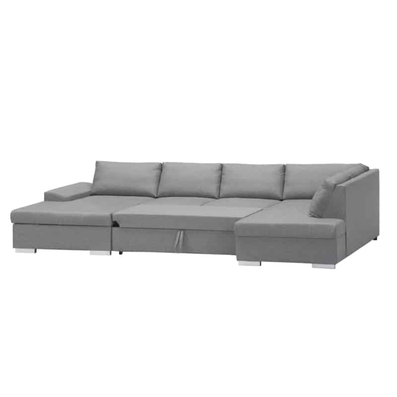 Convertible corner sofa 5 seats fabric Right Angle ARIA Light grey - image 55136