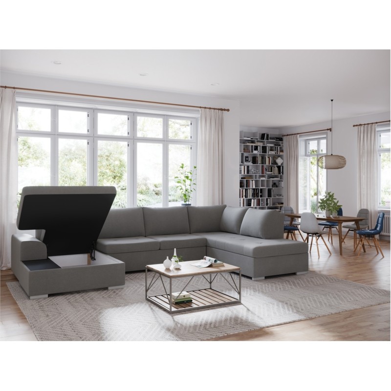 Convertible corner sofa 5 seats fabric Right Angle ARIA Light grey - image 55137
