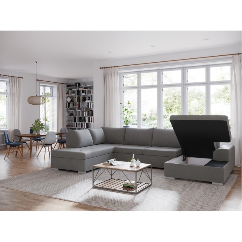 Convertible corner sofa 5 seats fabric Left Corner ARIA Light grey - image 55158