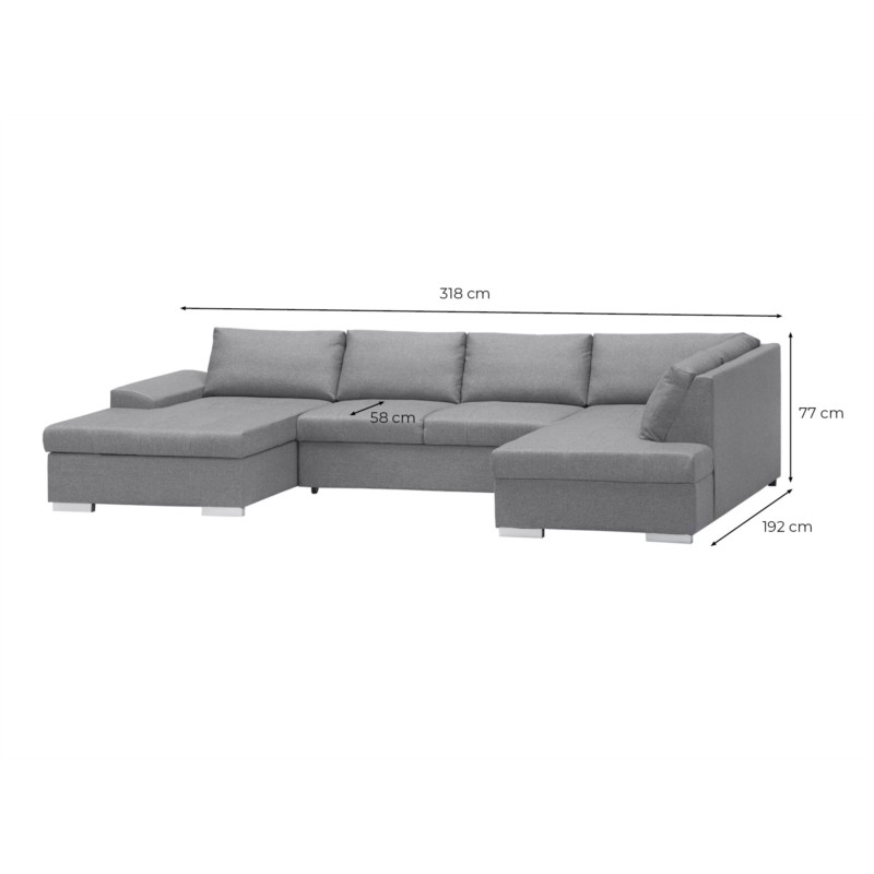 Convertible corner sofa 5 seats fabric Left Corner ARIA Light grey - image 55162