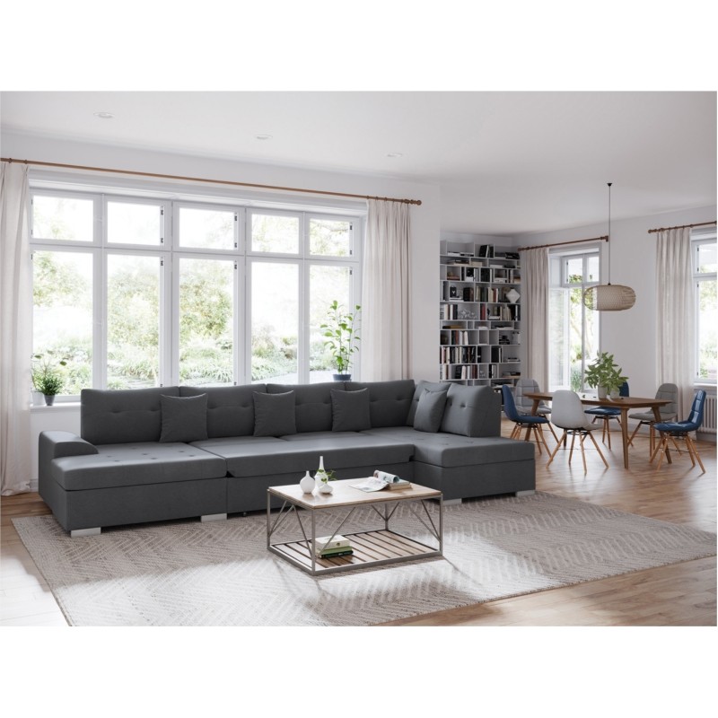 Convertible corner sofa 5 places fabric Right Angle GRACEU Dark grey - image 55167