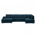 Convertible corner sofa 5 places fabric Right Angle GRACEU Oil Blue