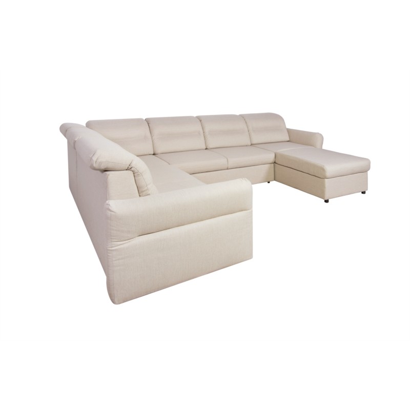 Modular corner sofa convertible 5 places fabric ADRIATIK Beige - image 55207