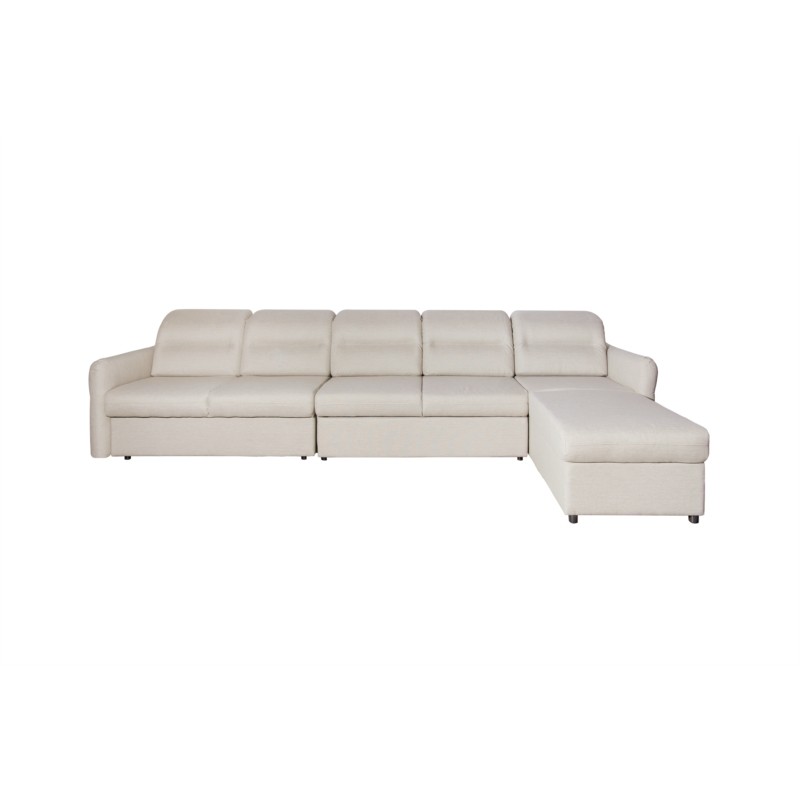 Modular corner sofa convertible 5 places fabric ADRIATIK Beige - image 55224