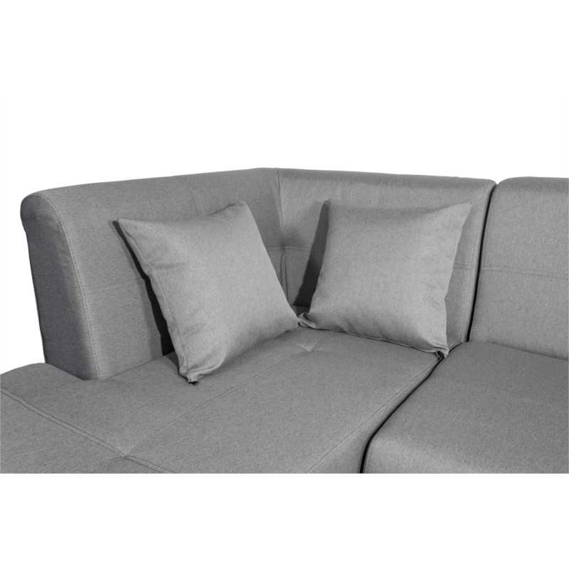 Convertible corner sofa 5 places fabric feet wood Left angle FORTY Grey - image 55241