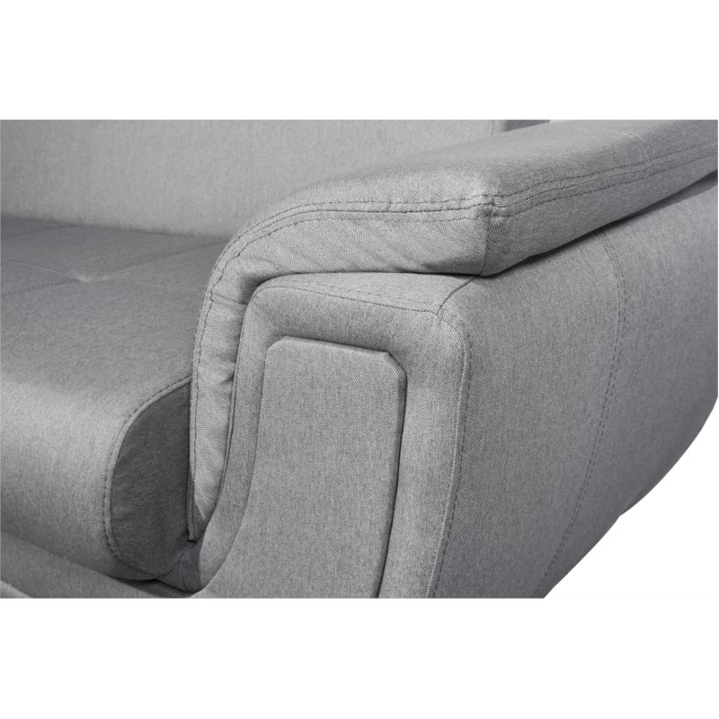 Convertible corner sofa 5 places fabric feet wood Left angle FORTY Grey - image 55243