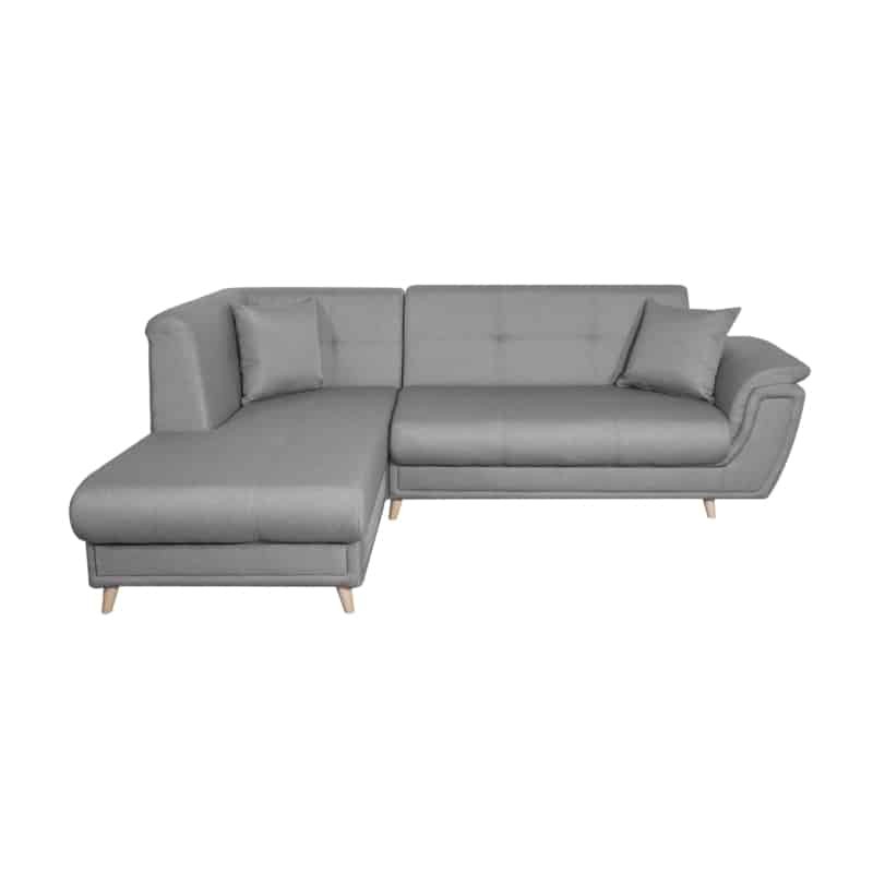 Convertible corner sofa 5 places fabric feet wood Left angle FORTY Grey - image 55245