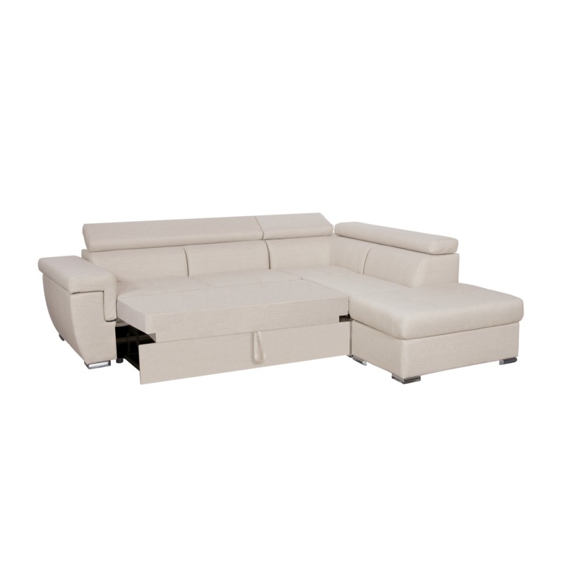 Corner sofa convertible 5 places trunk fabric Angle Right IVY Beige - image 55278