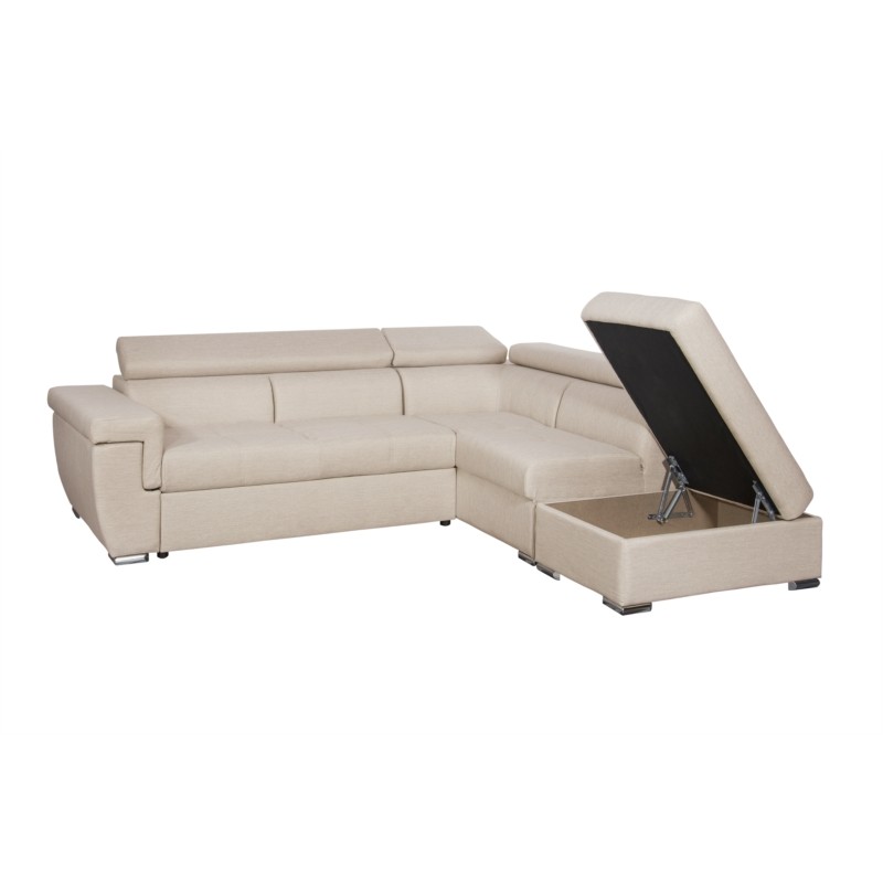 Corner sofa convertible 5 places trunk fabric Angle Right IVY Beige - image 55279