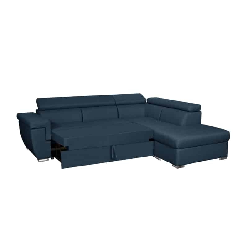 Convertible corner sofa 5 seats trunk fabric Right Angle IVY Oil Blue - image 55290