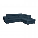 Convertible corner sofa 5 seats trunk fabric Right Angle IVY Oil Blue