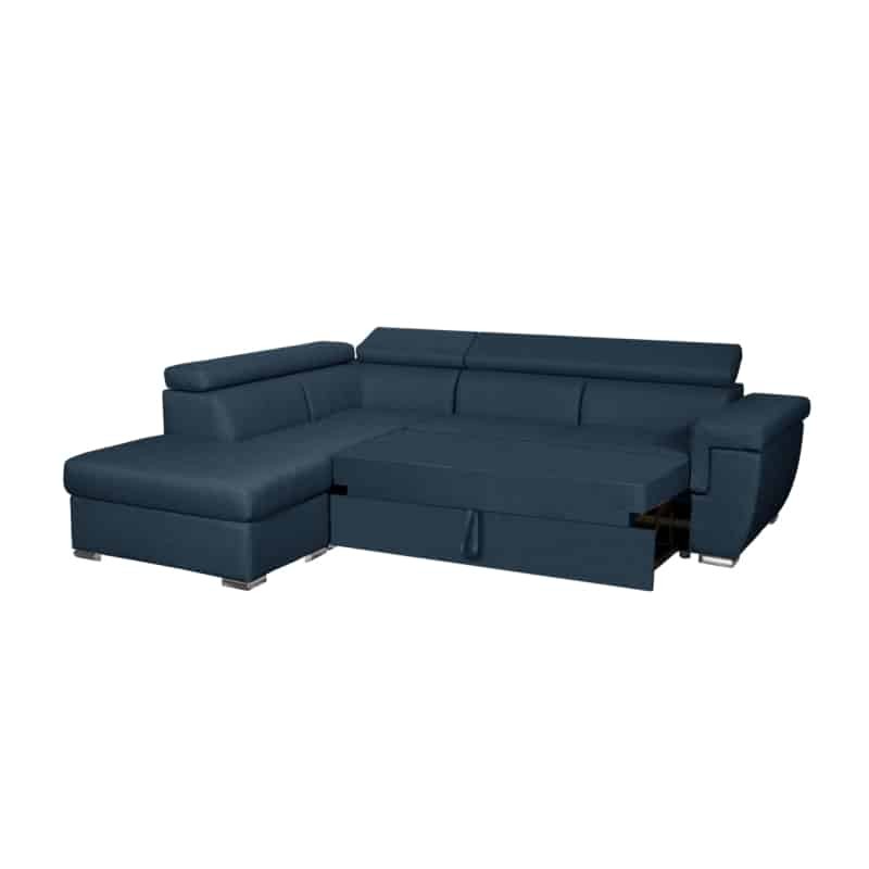 Corner sofa convertible 5 places trunk fabric Corner Left IVY Oil Blue - image 55303
