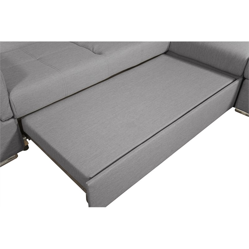 Corner sofa convertible 5 places trunk fabric Angle Right IVY Light grey - image 55315