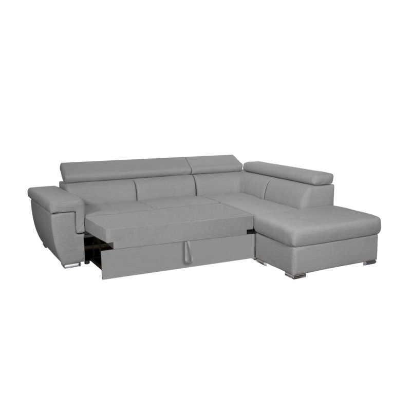 Corner sofa convertible 5 places trunk fabric Angle Right IVY Light grey - image 55316