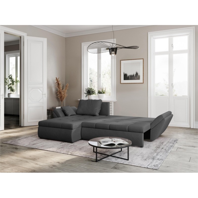 4 seater convertible corner sofa CATHIA Dark Grey fabric - image 55361