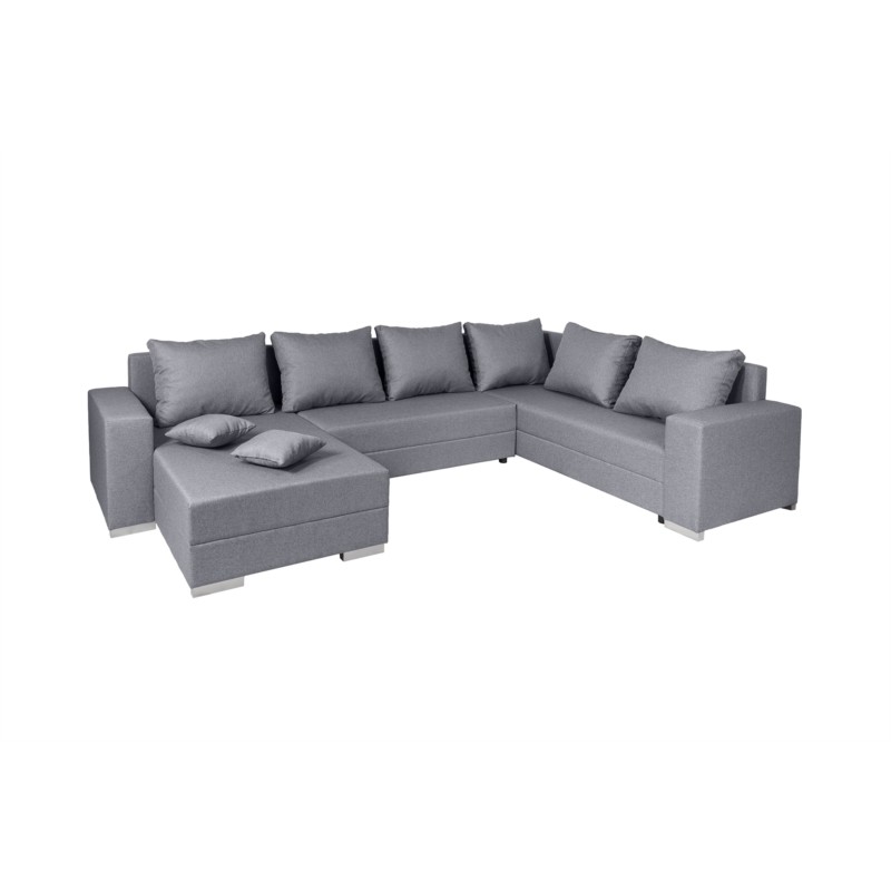 Convertible corner sofa 4 places fabric Right Angle STELA Light grey - image 55370
