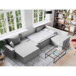 Convertible corner sofa 4 places fabric Right Angle STELA Light grey