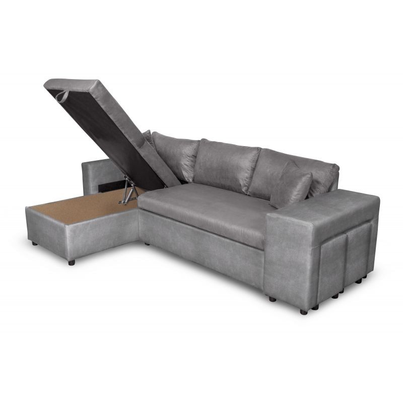 Convertible corner sofa microfiber niche on the right KATIA Grey - image 55424