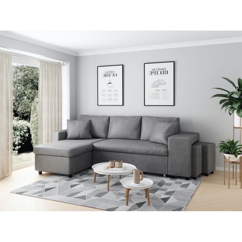 Convertible corner sofa microfiber niche on the right KATIA Grey - image 55425