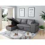Convertible corner sofa microfiber niche on the right KATIA Grey