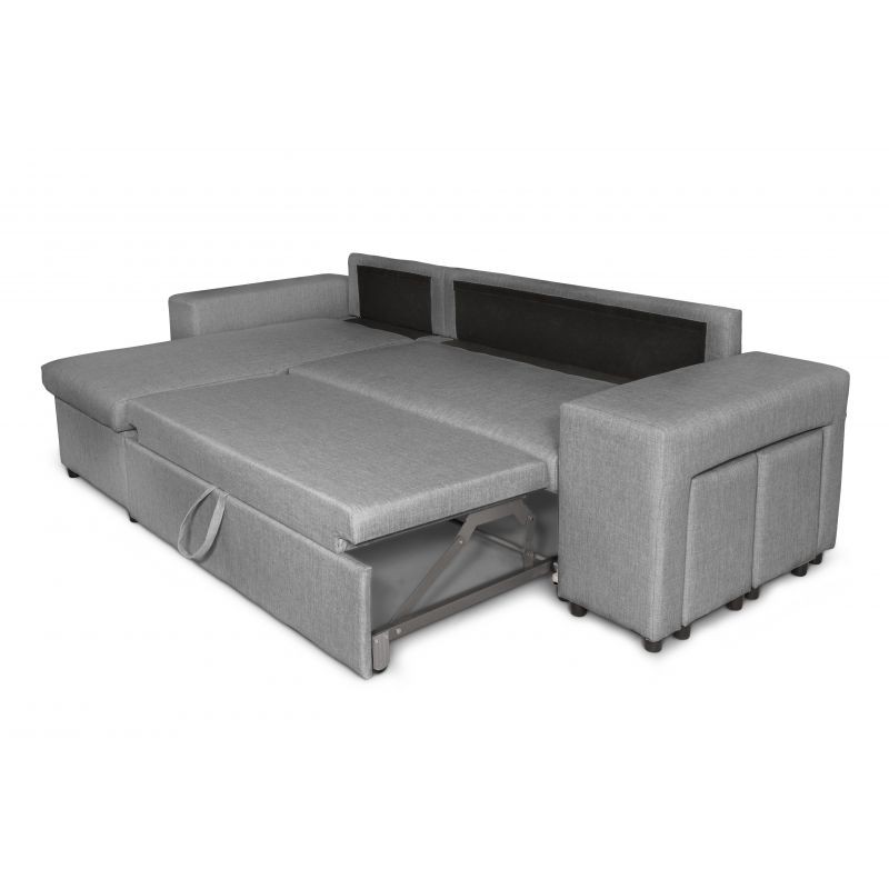 El sofá de esquina 3 coloca el puf de tela en el estante derecho a la izquierda ADRIEN (gris claro) - image 55481