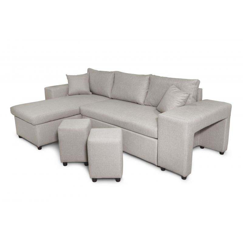 El sofá de esquina 3 coloca el puf de tela en el estante derecho a la izquierda ADRIEN (Natural) - image 55523