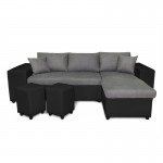Corner sofa 3 places ottoman left shelf right FABIO (Grey, black)