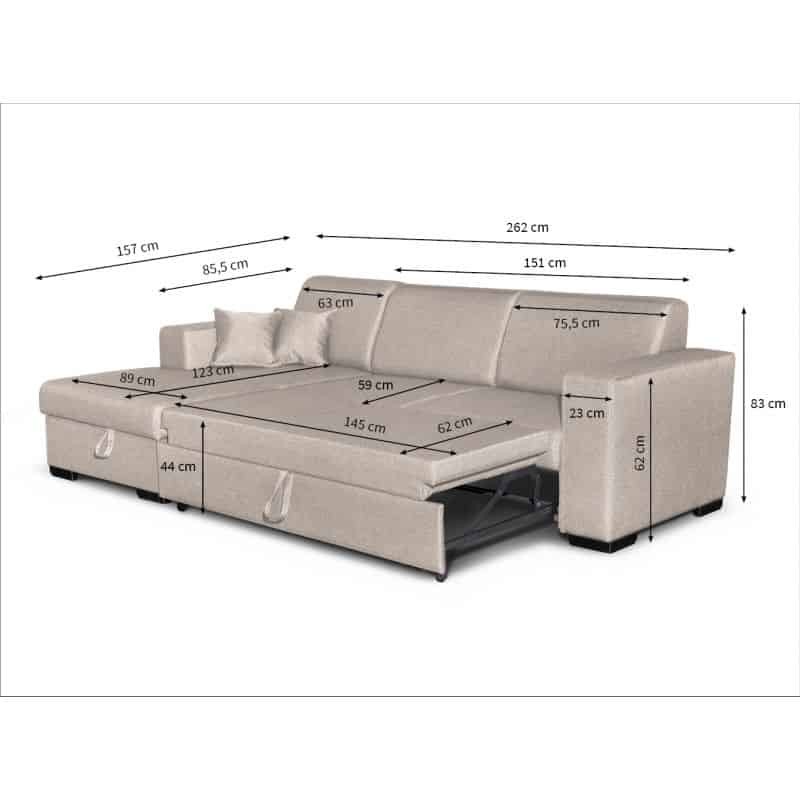 Convertible corner sofa 4 places fabric Left Corner CARIBI (Beige) - image 55663