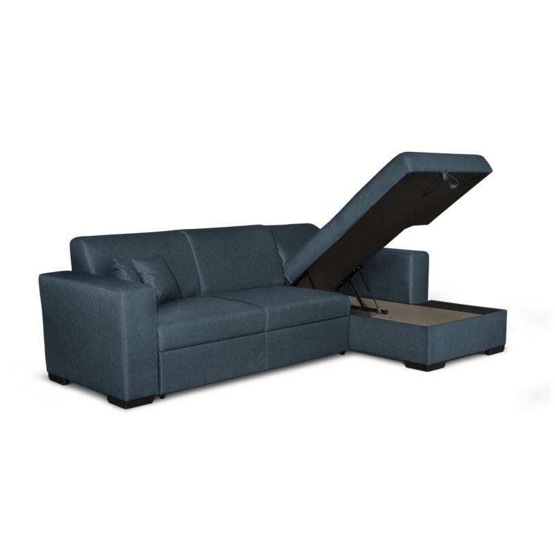 Convertible corner sofa 4 places fabric Right Angle CARIBI (Petrol blue) - image 55674
