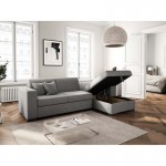 Convertible corner sofa 4 places fabric Right Angle CARIBI (Light grey)
