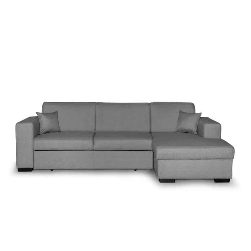 Convertible corner sofa 4 places fabric Right Angle CARIBI (Light grey) - image 55693
