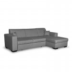 Convertible corner sofa 4 places fabric Right Angle CARIBI (Light grey)
