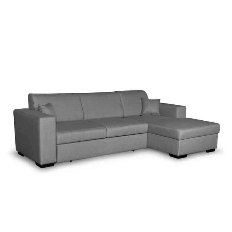 Convertible corner sofa 4 places fabric Right Angle CARIBI (Light grey) - image 55694