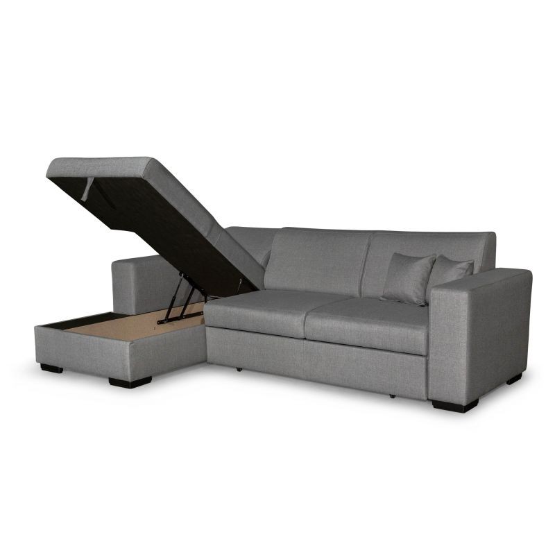 Convertible corner sofa 4 places fabric Left Corner CARIBI (Light Grey) - image 55696