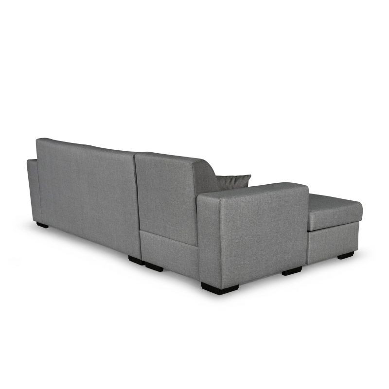 Convertible corner sofa 4 places fabric Left Corner CARIBI (Light Grey) - image 55702