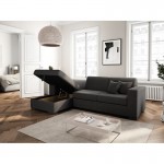 Convertible corner sofa 4 places fabric Left Corner CARIBI (Dark Grey)