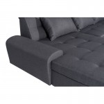 Convertible corner sofa 6 places fabric Right Angle WIDE (Dark Grey)