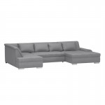 Convertible corner sofa 6 places fabric Left Angle WIDE (Light grey)