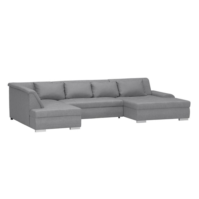 Convertible corner sofa 6 places fabric Left Angle WIDE (Light grey) - image 55745