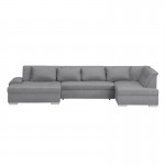Convertible corner sofa 6 places fabric Right Angle WIDE (Light grey)
