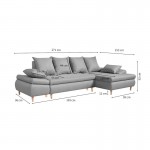 Convertible corner sofa 5 places fabric Right Angle CHAPUIS (Grey)