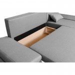 Canapé d'angle convertible 5 places tissu Angle Droit CHAPUIS (Gris)