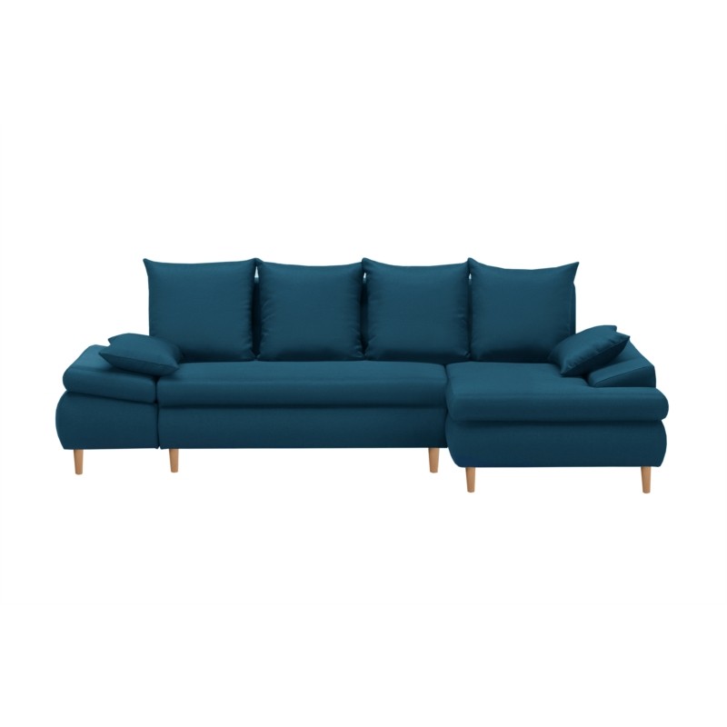 Convertible corner sofa 5 places fabric Right Angle CHAPUIS (Petrol blue) - image 55774