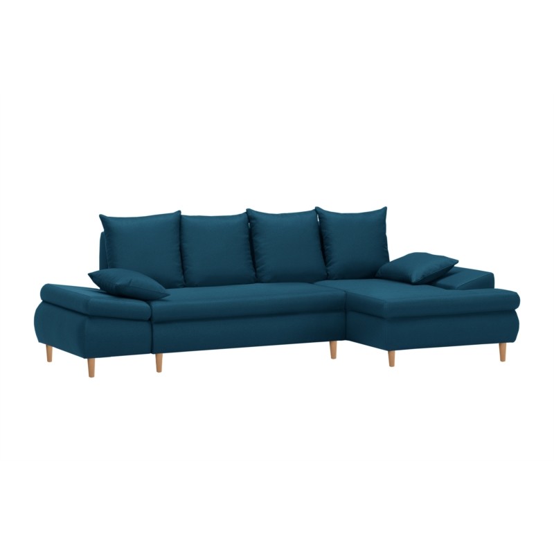 Convertible corner sofa 5 places fabric Right Angle CHAPUIS (Petrol blue) - image 55776
