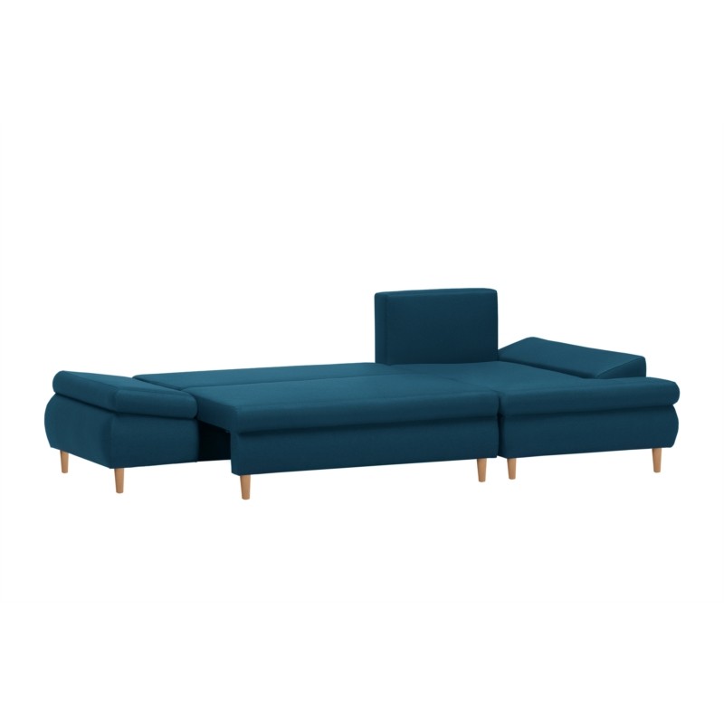 Convertible corner sofa 5 places fabric Right Angle CHAPUIS (Petrol blue) - image 55778